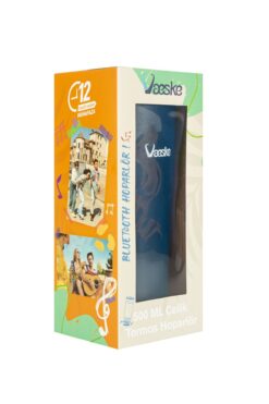 VAESKE 500 ML ÇELİK TERMOS BLUETOOTH HOPARLÖR MAVİ