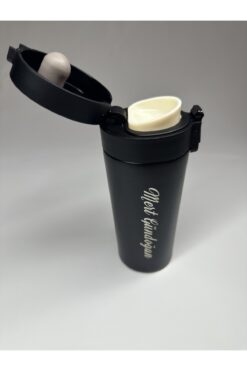 Gündoğan Kristal Siyah Renk Çelik Kupa Termos Kişiye Ve Isme Özel / 350ml