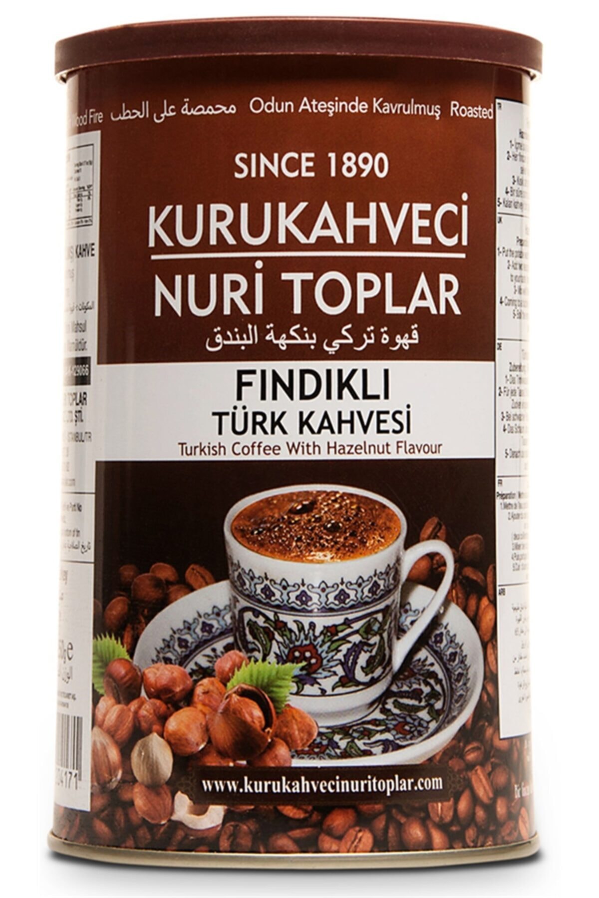 Nuri Toplar Türk Kahvesi Fındıklı 250 Gr Teneke Kutu