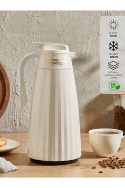 Star Termos Zagana Serisi 1.5 Lt Cam Termos Krem | Cam İç Hazneli 12s Sıcak 24s Soğuk 48s Buz