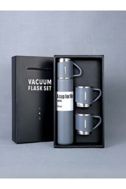 Andante Üç Bardaklı Vacuum Flask Set Özel Kutulu Paslanmaz Çelik Termos Seti 500 ml
