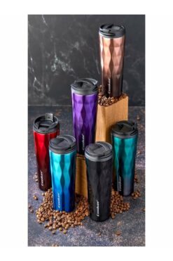 ışık tedarik CKR350ML MUG BARDAK TERMOS RENKLİ PASLANMAZ ÇELİK KAYDIRMAZ TPR TABAN SIZDIRMAZ KAPAK
