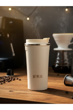 KAHVELOG Paslanmaz Çelik Termos 500ml Vakumlu Sızdırmaz-Krem Renk