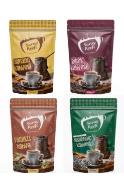 SARAY KEYFİ 4 lü Set-Dibek Kahvesi+Osmanlı Kahvesi+Fındıklı Kahve+Sütlü Menengiç Kahvesi