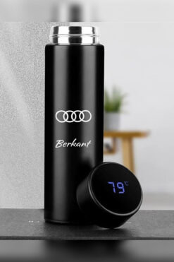 İŞTE BU Kişiye Özel 500ML Dijital Göstergeli Araç Logo Baskılı 304 Çelik Akıllı Termos - Isı Korumalı Şişe