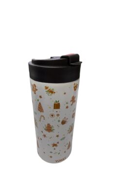 yumax Termos Mug 380 Ml Flip Kapaklı Sus 304 Paslanmaz Çelik, Vakum Yalıtımlı