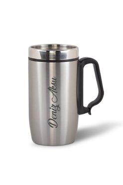 Bk Gift Kişiye Özel Kulplu Çelik Termos Bardak 240 Ml - Gri