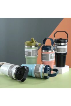 copo Vacum Mug IceFlow Flip Straw | Pipetli Termos Bardak 600ml Çelik