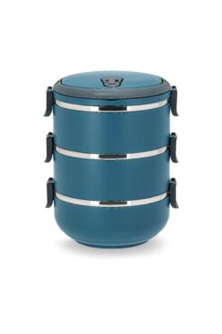 Penguen 3 Katlı Sefer Tası Yemek Termosu Saklama Kabı Antrasit Mavi