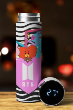 DREAM COLLECTION Kpop Bts Baskılı Sıcaklık Göstergeli Dijital Led Paslanmaz Çelik Termos 450 ml