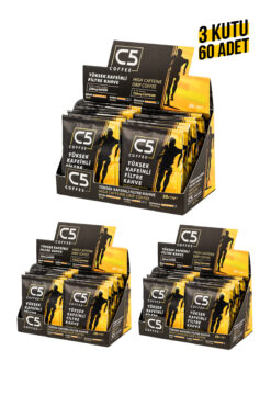 Coffee C5 Yüksek Kafeinli Pratik Filtre Kahve | Filtresi İçinde | 20'li 3 Kutu | Coffee C5