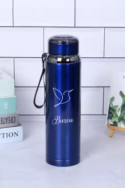 İŞTE BU 1 Litre Paslanmaz Çelik Kuş Baskılı Termos | 12 Saat Sıcak Soğuk Tutma | Dayanıklı Yapı