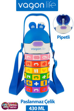 Vagonlife 430 Ml Pipetli Çelik Termos Askılı Matematiği Sevdiren Su Matarası