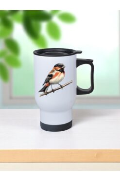 lili hediyelik Kuşlu Kulplu Çelik Bardak Termos 450 ml