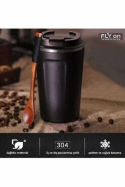 FLYON Çift Katman El Yakmaz 380 Ml Ergonomik Çelik Sızdırmaz Kupa Sıcak Soğuk Özellikli Termos