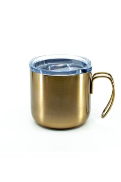 HediyeSec Paslanmaz Çelik Termos Kapaklı Kupa Altın Yaldız