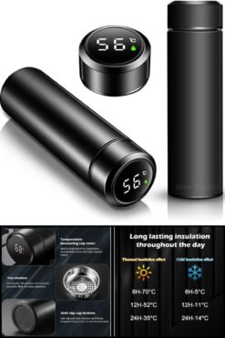 Deco Elit Mug Termos Led Sıcaklık Göstergeli  Vakumlu Mug Termos Bardak 500 ML Dijital Sıcaklık Göstergeli Ter