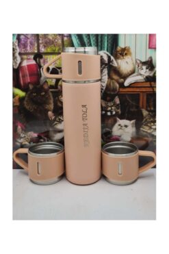Genel Markalar KİŞİYE ÖZEL İSİM BASKILI PASLANMAZ ÇELİK KUTULU BARDAKLI TERMOS SET 500 ML (Pembe)