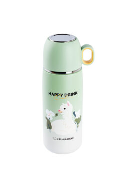 DKADI OKADI YEŞİL DESENLİ BARDAKLI PASLANMAZ ÇELİK TERMOS 300ML