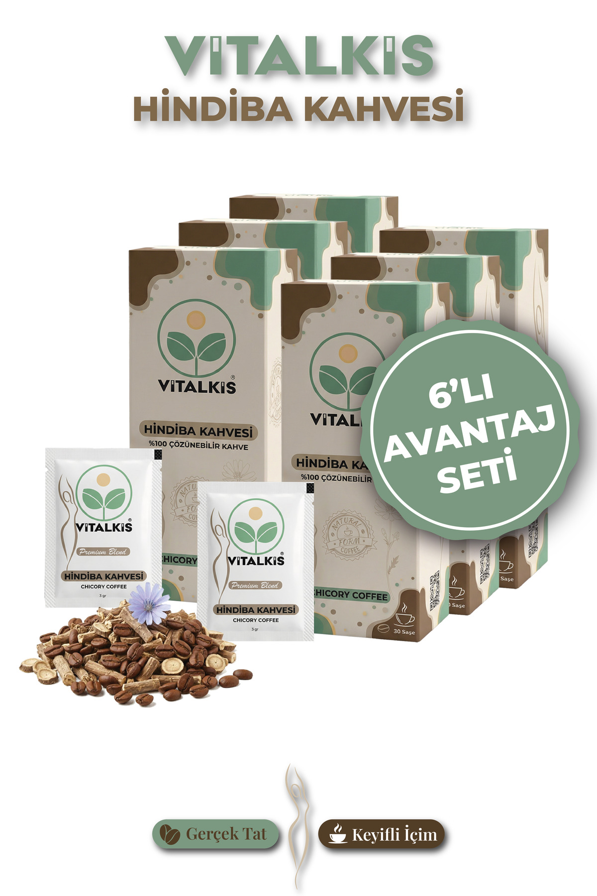 VİTALKİS Hindiba Kahvesi 6 Aylık - ( 180 Kullanım ) Form Coffee