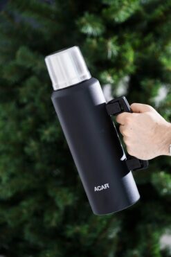 ACAR Karat X Camp Klasik Vakumlu Kulplu Çelik Termos 1.5 Litre Siyah