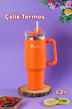 Perotti 17236-5 Colte V2 Paslanmaz Çelik Sporcu Termos Bardak Matara Turuncu 1,2 Lt