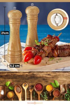 HİLALSHOP Doğal Ahşap Değirmen Karabiber Tuz Kahve Baharat Öğütücü Manuel El Değirmeni