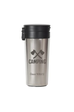 hediyerengi Isme Özel Premium Çelik Termos Bardak Kilitli Kapaklı 350 Ml - Camping