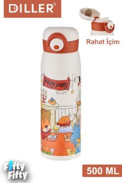 Vagonlife DILLER 500 ML Rahat İçim Paslanmaz Çelik Termos Kilitli Kapak Çelik Süzgeçli -FFDILLERD9214