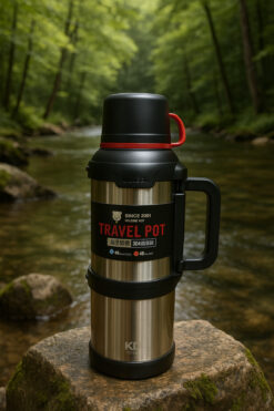 ALFAGİFT 4 Litre Termos Travel Pot 48 Saat Sıcak Soğuk Tutma - Çelik Bardaklı - Kamp Piknik İçin Uygun