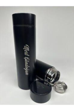 Gündoğan Kristal Kişiye Ve Isme Özel Siyah Renk Termos Ledli Ve Süzgeçli / 450ml