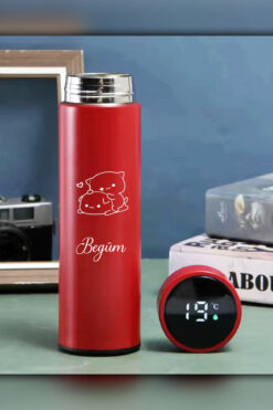 İŞTE BU Kişiye Özel 500ML Dijital Göstergeli Bubu&Dudu Baskılı 304 Çelik Akıllı Termos - Isı Korumalı Şişe