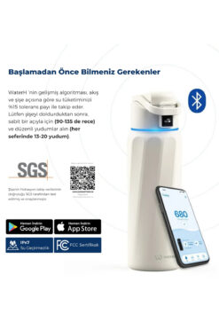 WATERH Boost Akıllı Termos | Hidrasyon Takibi Yapan, Yalıtımlı 946 ml/ 32 oz Akıllı Şişe