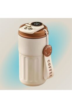 MOOMICA Paslanmaz Çelik Isı Yalıtımlı Dijital Sıcaklık Göstergeli Termos Kupa 400 ml