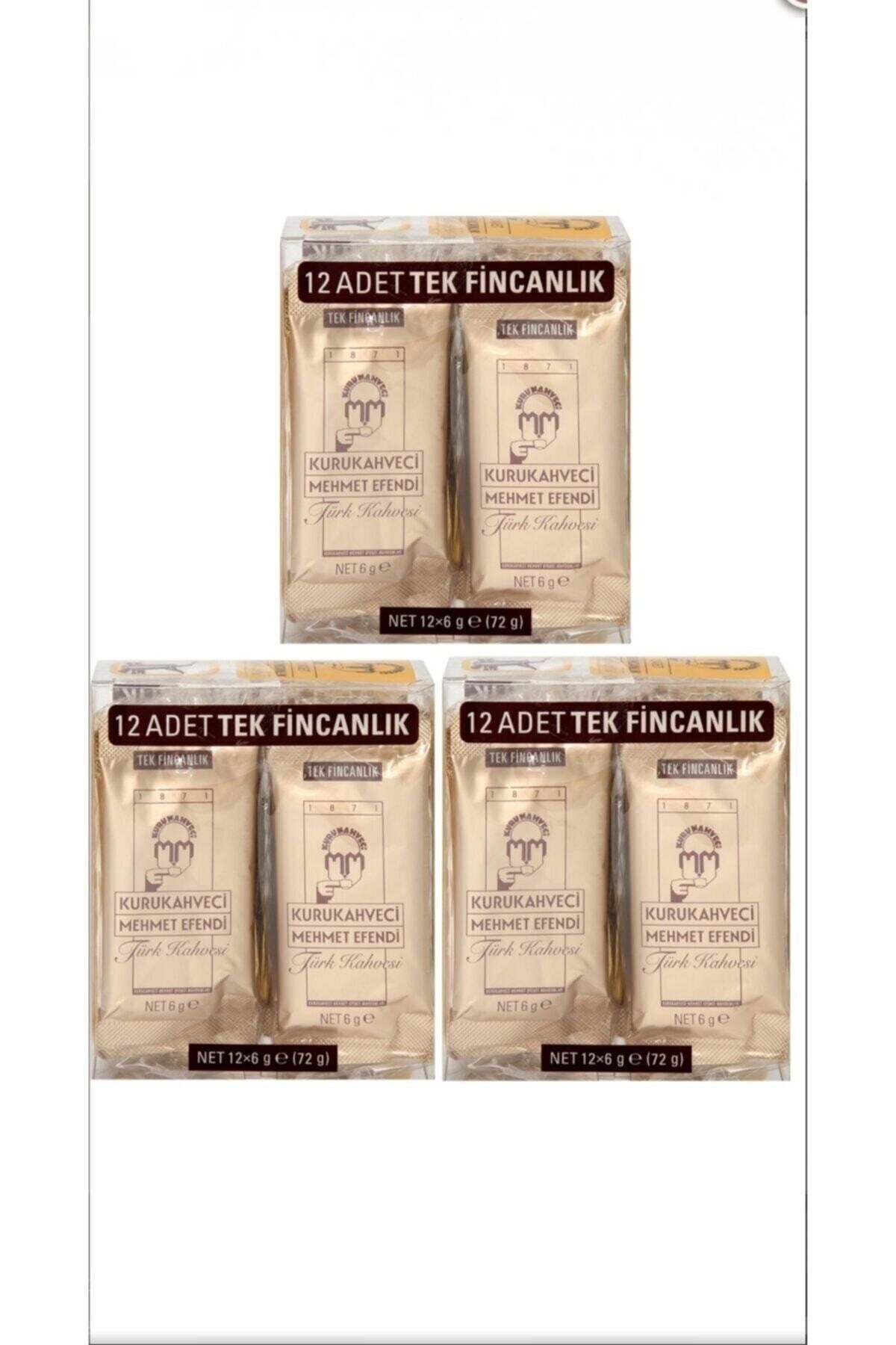 Mehmet Efendi Tek Fincanlık Türk Kahvesi 12 X 6 gr Folyo Ambalaj (3 ADET)