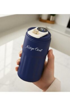 Yaprak Hediyelik Kişiye Özel Dijital Isı Göstergeli 304 Çelik Termos Mug | İsim Baskılı 400 ml Kupa | 5 Renk Seçeneği
