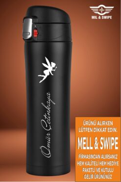 Genel Markalar Kişiye Özel Isimli Isme Baskılı Kilitli Çelik Termos Sızdırmaz Bardak 450 ml Araç Çay Kahve Mug