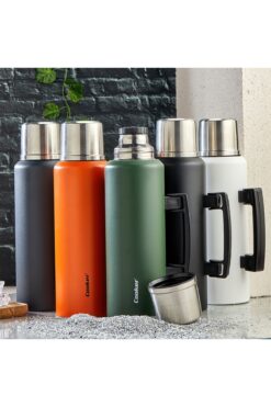 Go İthalat 1.5LT DAĞCI TERMOS RENKLİ KULPLU ÇİFT CİDARLI PASLANMAZ ÇELİK - SIZDIRMAZ KAPAK = BARDAK