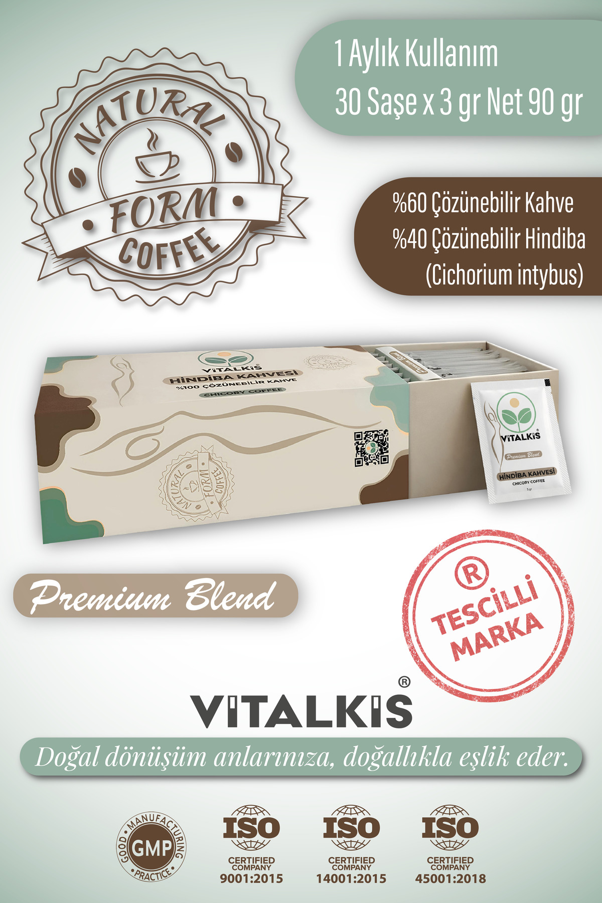VİTALKİS Hindiba Kahvesi 12 Aylık - ( 360 Kullanım ) Form Coffee - Görsel 2