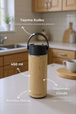 Bambum Bard Bambu Kaplamalı Kapsül Termos 450ml