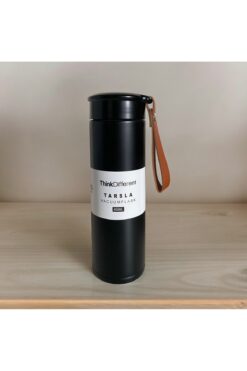 PRETTIFY CARE MODERN ÇİFT VAKUM YALITIMLI YANDAN DERİ TUTACAKLI SICAK/SOĞUK 450 ML GÜNLÜK, HEDİYELİK TERMOS