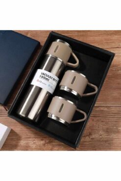 Genel Markalar İkrelisa 3 Bardaklı Termos, Paslanmaz Çelik Termos Vakumlu Çanta Hediyeli Termos Ikrelisa