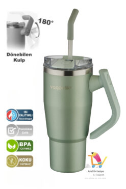 Vagonlife Rotate Handle Tumbler Cup 0.94ML 34oz Pipetli Rahat İçim Vakumlu Paslanmaz Çelik Termos