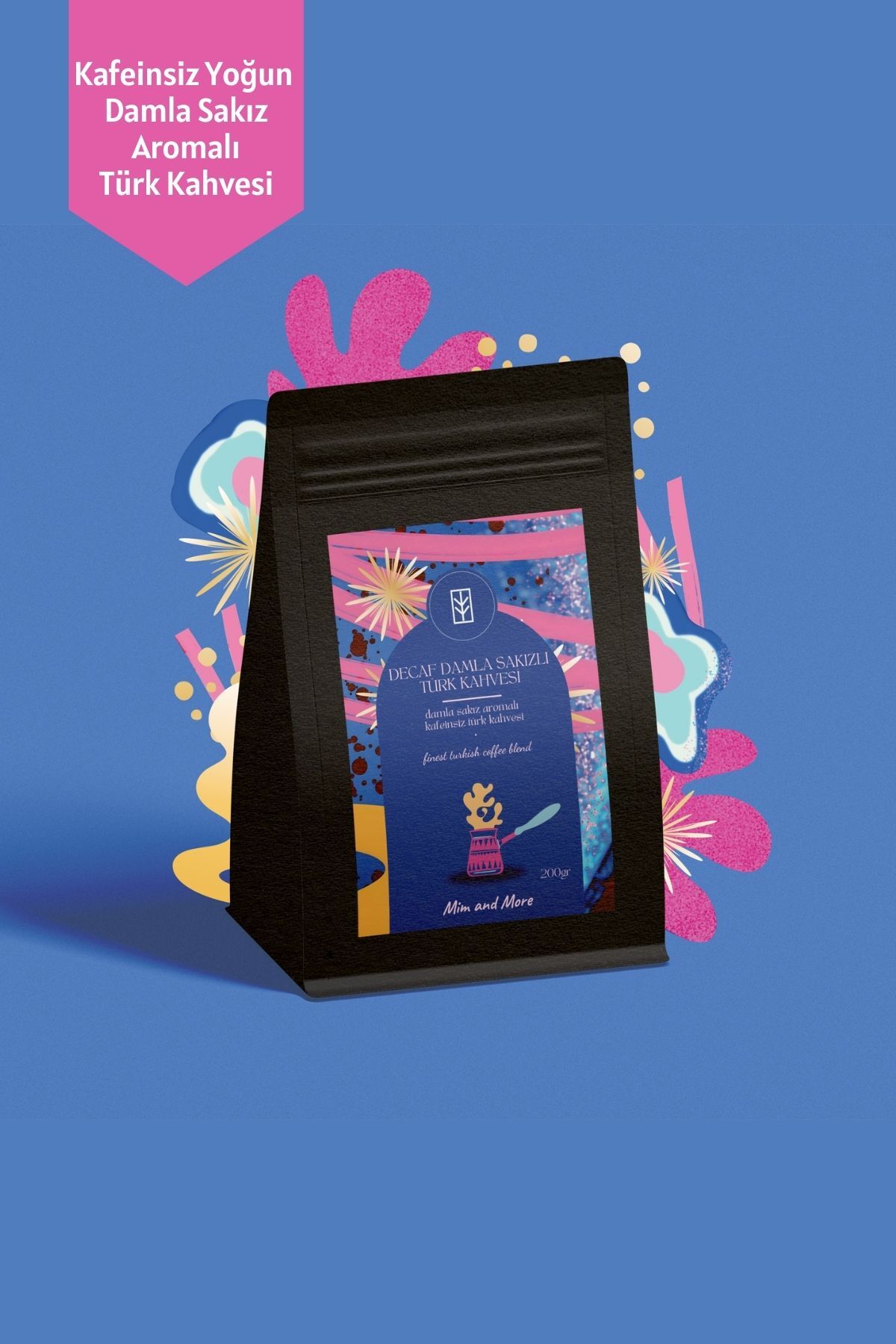 Mim and More Decaf Mastic Gum Turkish Coffee - Kafeinsiz Damla Sakızlı Türk Kahvesi, 200 gr