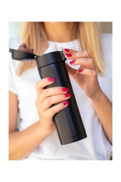 GIFTS STORE Termos Siyah 45o Ml ( Kaliteli Çift Katmanlo Paslanmaz Çelik , El Yakmaz ) Kilitli Kapak Sistemi