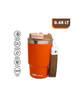 selim uyar kamp metal Rox Camping 0195 Pipetli Kahve Termosu 0.48 Lt-Turuncu