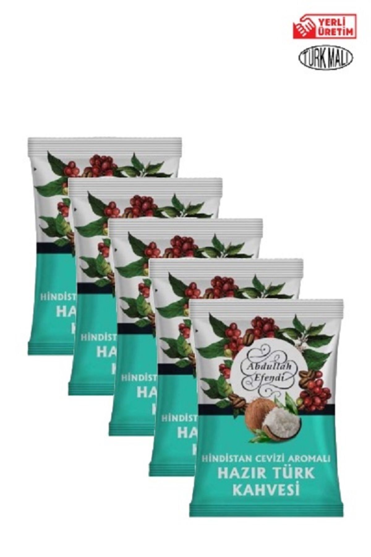 Abdullah Efendi HAZIR TÜRK KAHVESİ AROMALI 100 GR 5 ADET HİNDİSTAN CEVİZİ AROMALI