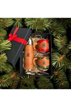 BearCraft Termos Ve 2’li Emaye Bardak Seti (HAKİKİ DERİ KILIFLI)