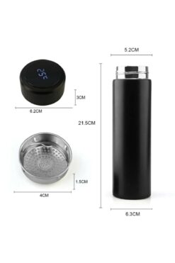 Genel Markalar 0,5l Dijital Led Göstergeli Akıllı Vakumlu Sıcaklık Ölçerli Termos Siyah