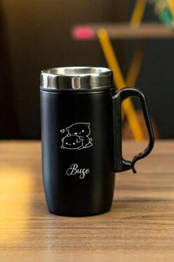 İŞTE BU 240 ML Kulplu Paslanmaz Çelik BUBU DUDU Termos Bardak - Isı Yalıtımlı Kahve Kupası